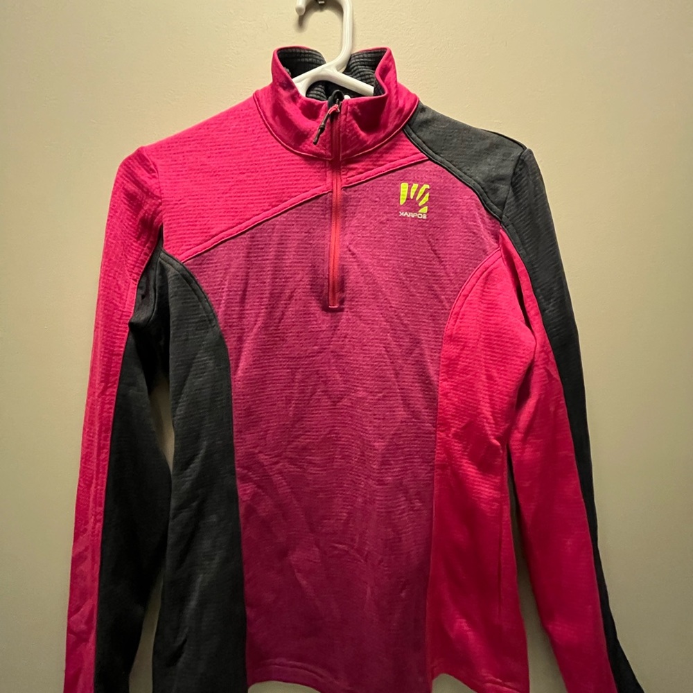 Women's Pink and Black Quarter-Zip Top